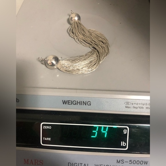 Vtg Sterling Liquid Silver Heishi Bead Ball Tipped Bracelet 7” - 8.5” Adjustable - Picture 4 of 8